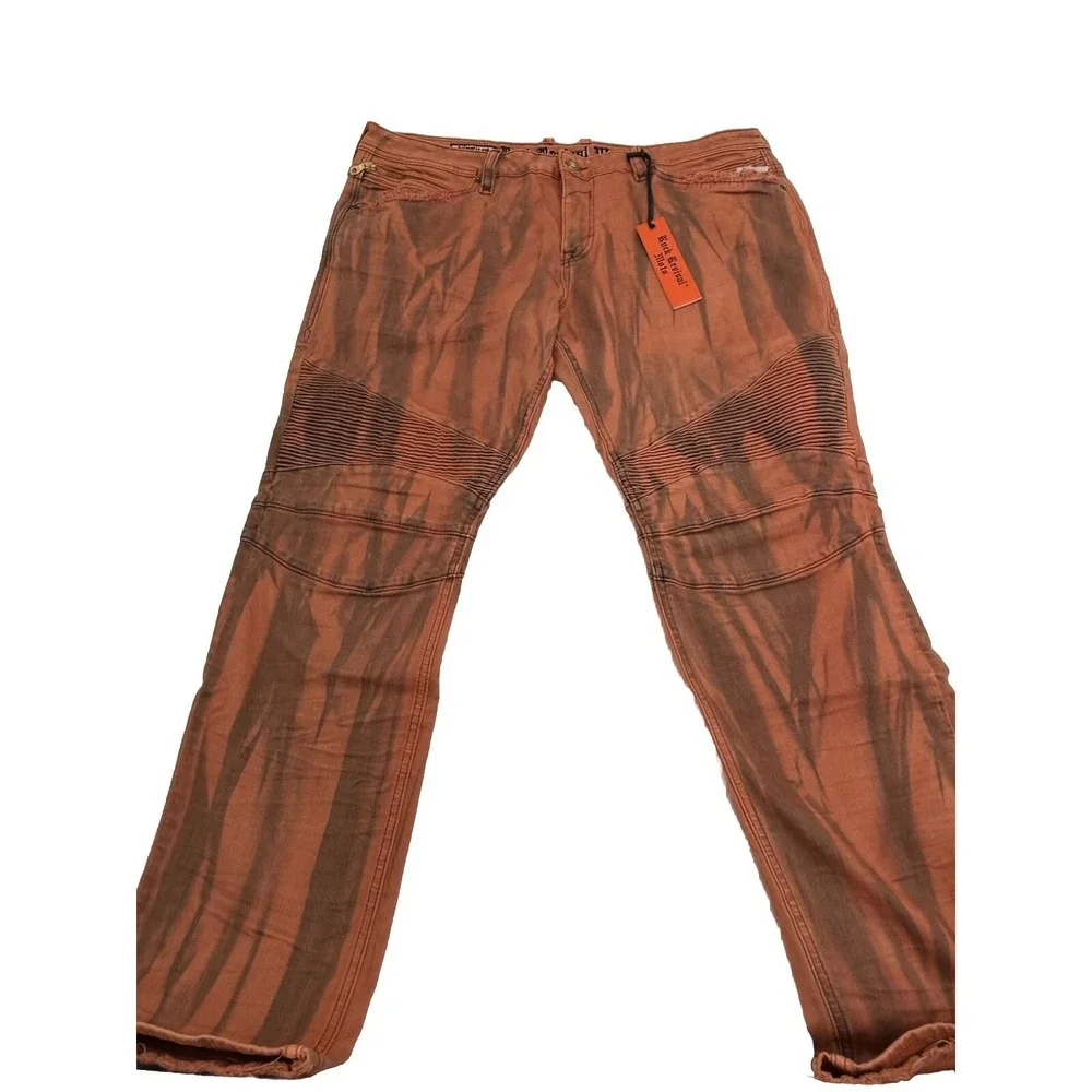 ROCK REVIVAL Moto Ivan Jeans Size 40 x 31 Orange Biker Rock Grunge Brand New